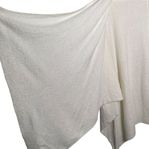 Barefoot Dreams Sweater Women's One Size Ivory Cozychic Lite Poncho Wrap Shawl - Picture 4 of 10